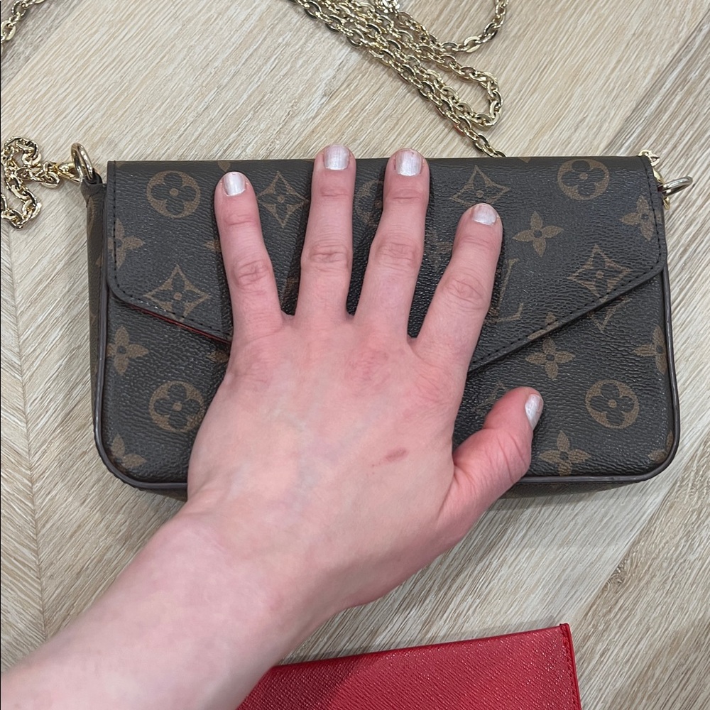 Monogram Brown Clutch with Gold Chain